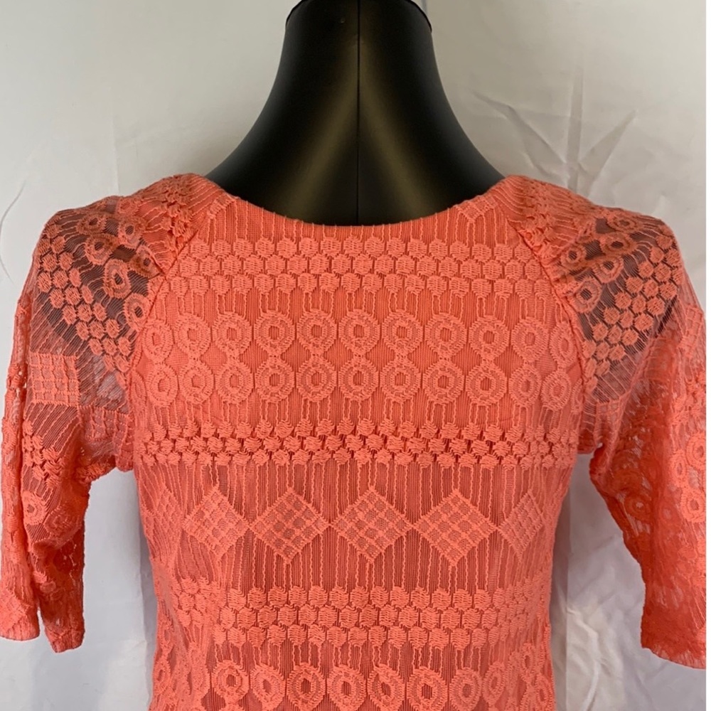 Rabbit Rabbit Rabbit Designs Coral Sheath Embroidered Lace Dress Women's Size 5 - Picture 5 of 9